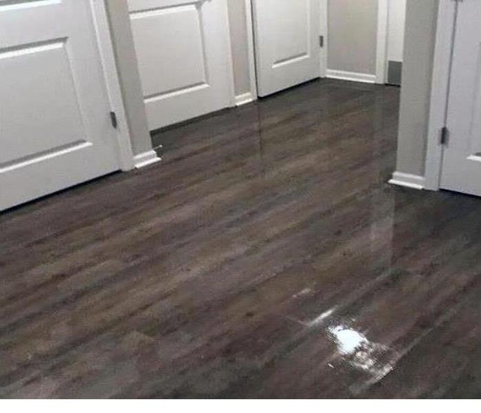 Wet floor in a hallway 